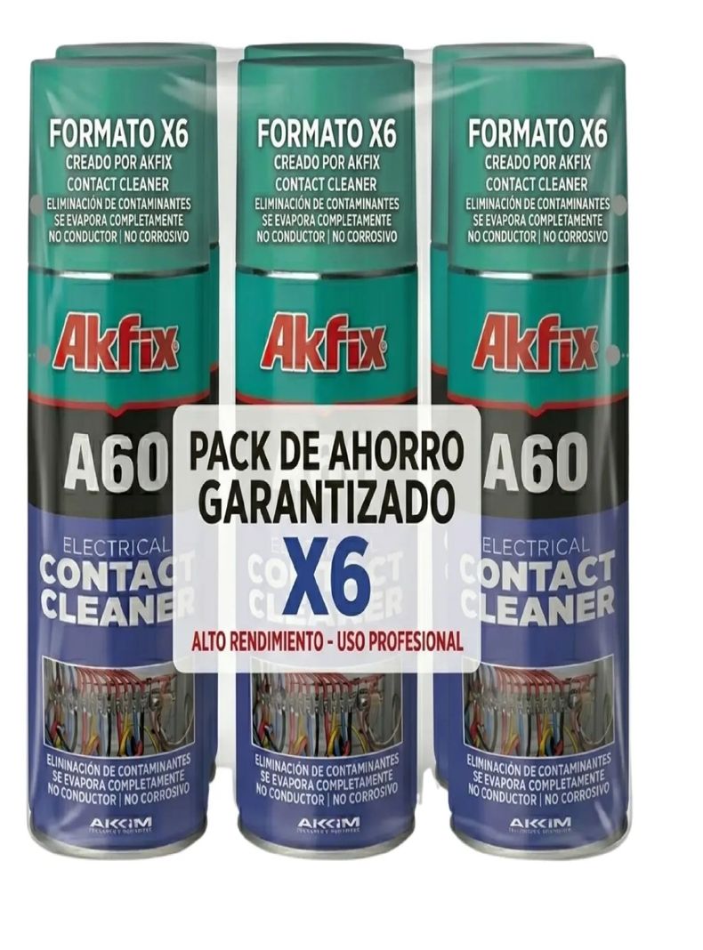 Pack 6 Limpia Contactos Electrico Akfix A60 Electronica 200m Transparente