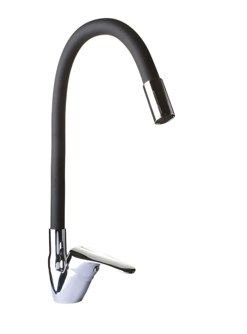Llave Monomando Lavaplatos Cuello Flexible Negro Hoffens