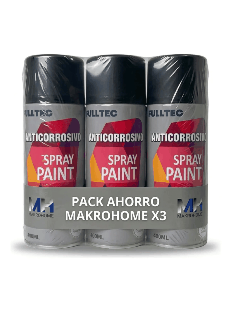 Pack X3 Spray Anticorrosivo Y Antioxidante Fulltec 400ml NEGRO MATE