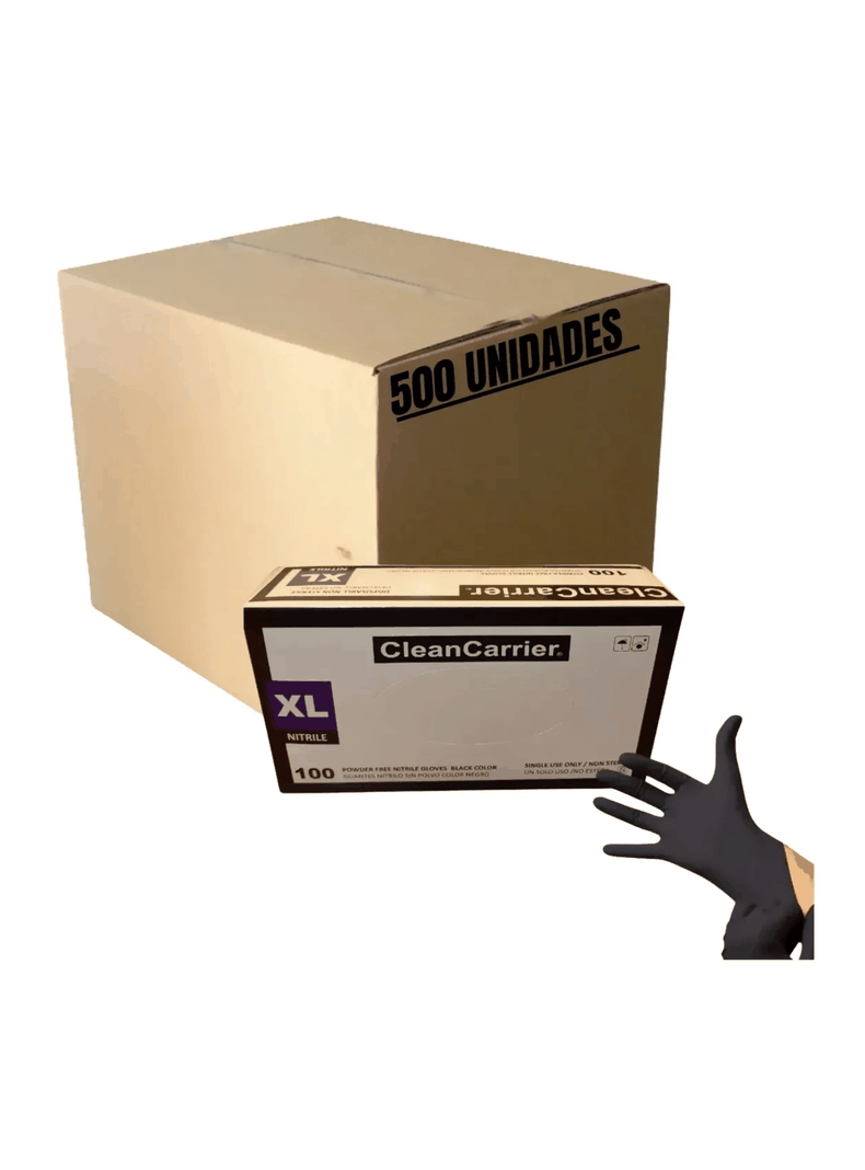 Guantes Nitrilo Negro Sin Polvo Talla Xl Cleancarrier 500u