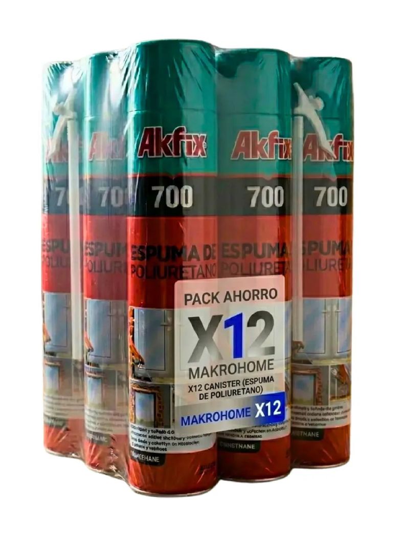 Caja 12 Unid Sellador Espuma Poliuretano Akfix 700 500ml Amarillo Claro