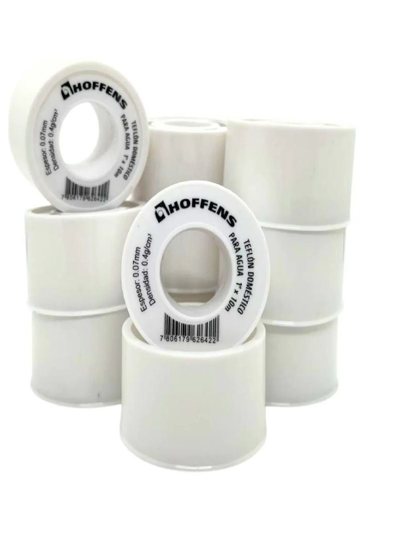 Pack 10 Cintas Teflon Hoffens 1 Pulgada X10 Mts Sello Agua