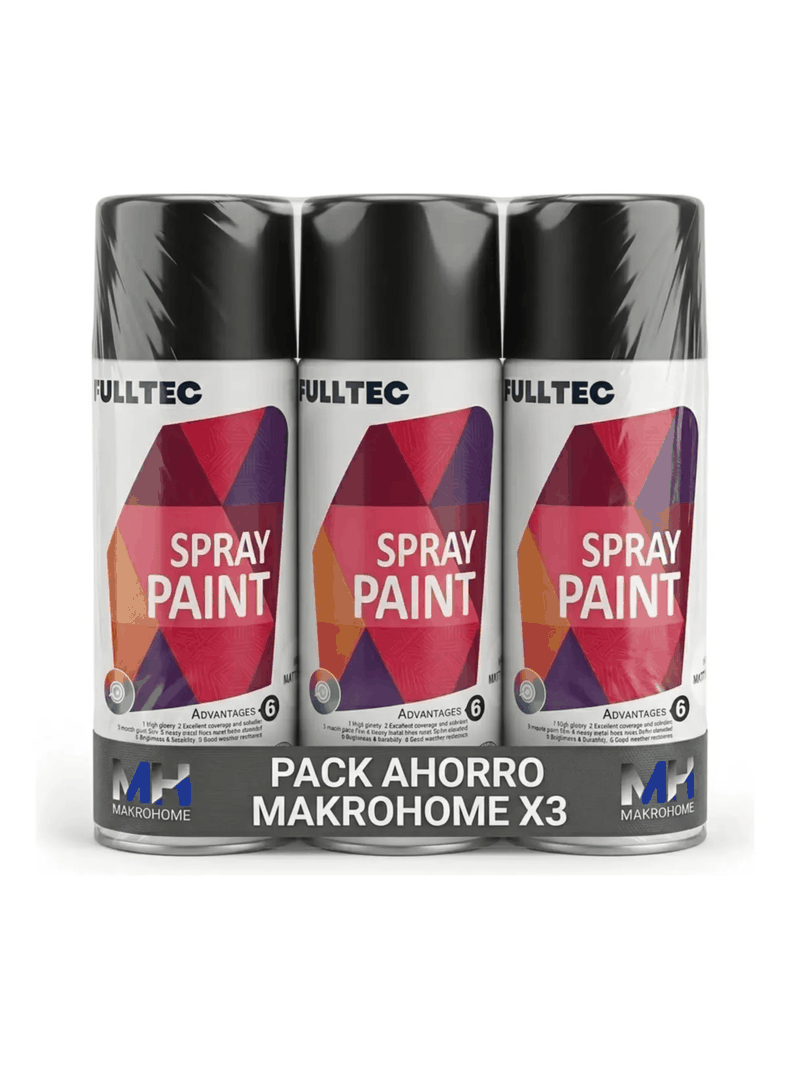Pack X3 Spray Tela Madera Metal Plastico Vehicular Negro Mate Negro Mate [ 2 ]