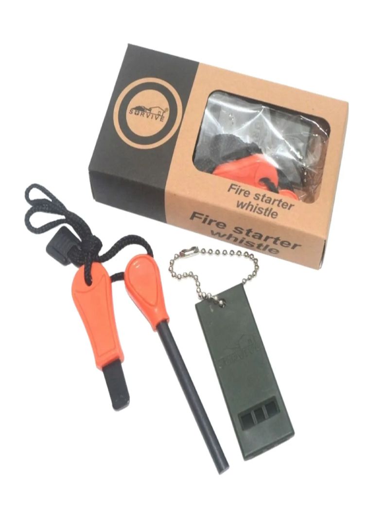 Pedernal De Magnesio + Silbato De Emergencia Supervivencia