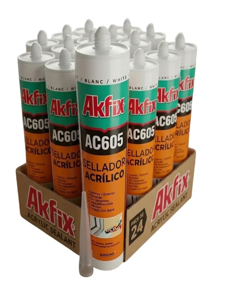 Masilla Acrilica Akfix Ac605 Pack 24 Sellador Grietas Y Muro