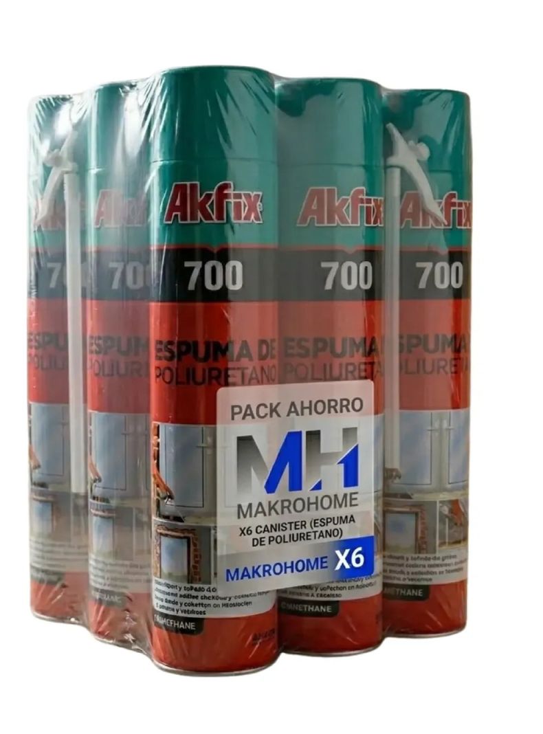 Pack 6 Espuma Poliuretano Expansiva Akfix 750ml Con Boquilla Blanco