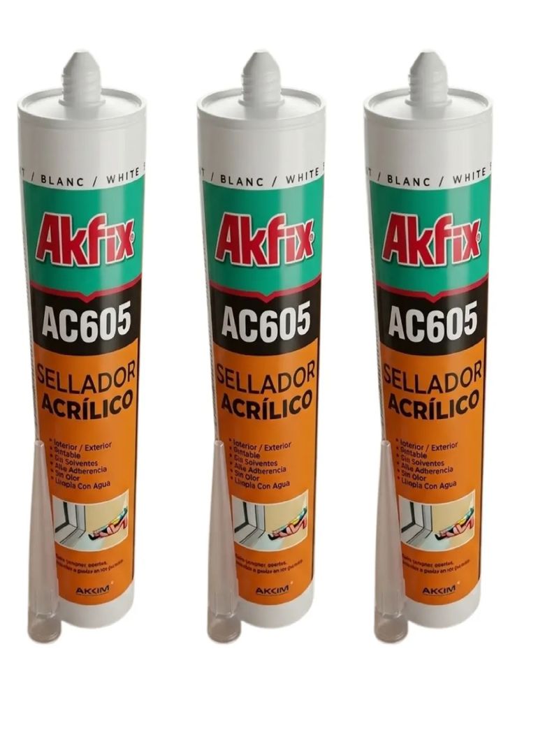 Masilla Acrilica Akfix Ac605 Sellador Grietas Pintable X3