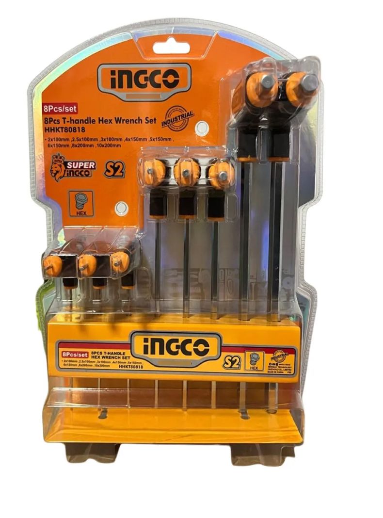 Set De 8 Llaves Allen Hexagonales Tipo T Industrial Ingco