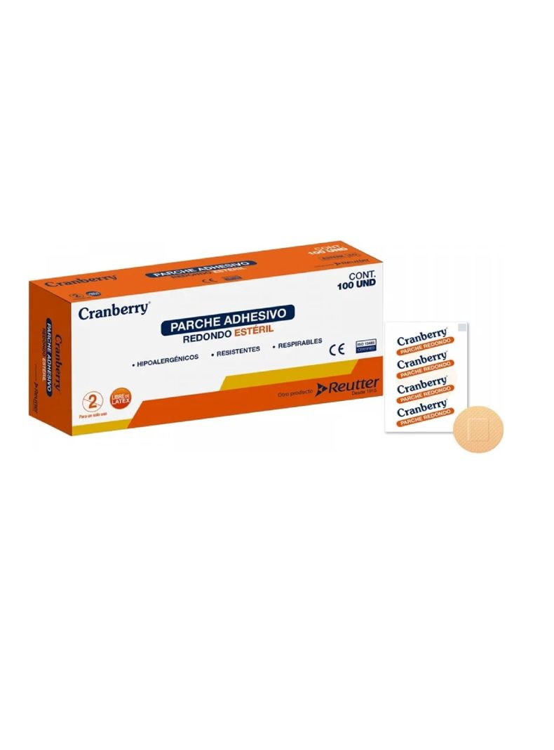 Parche Adhesivo Redondo Curita Esteril Cranberry X 100uni