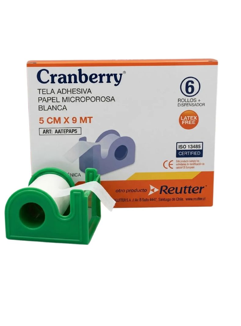 Tela Adhesiva Papel Microporosa 5cm Cranberry Pack 6 Unid.