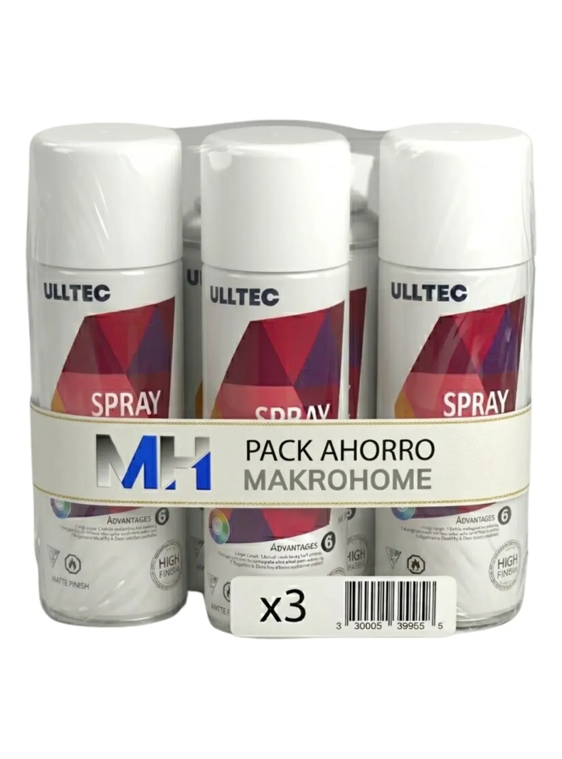 Pack X3 Pintura Spray Tela Madera Metal Plastico Vehicular BLANCO