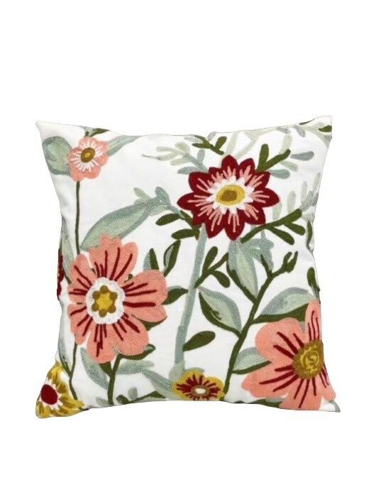 COJIN BORDADO 45X45 CM  FLORAL ROSADO-0