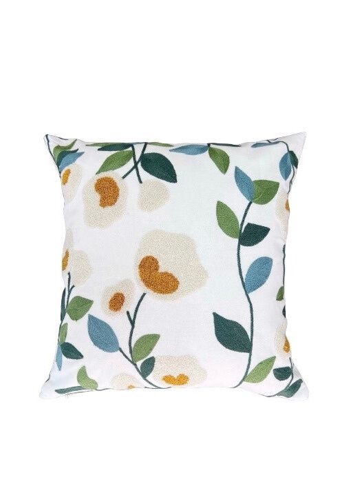 FUNDA COJIN BORDADA 45X45 CM  AZUL VERDE-0