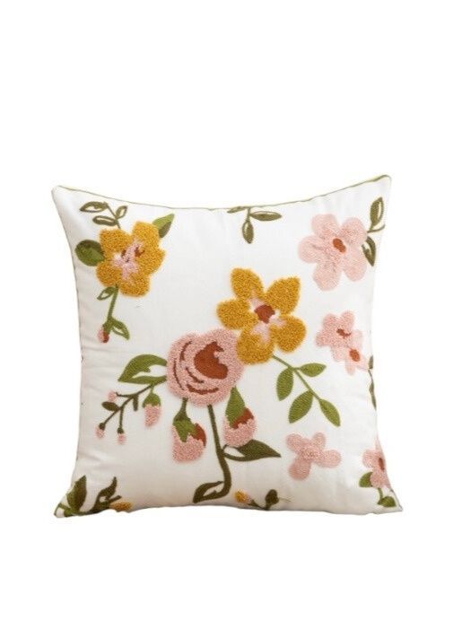 FUNDA COJIN BORDADA 45X45 CM  PAJARITOS Y JARDIN-0