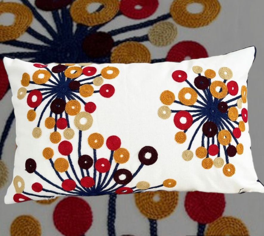 COJIN BORDADO  30X50 CM DIENTE DE LEON COLORES-1