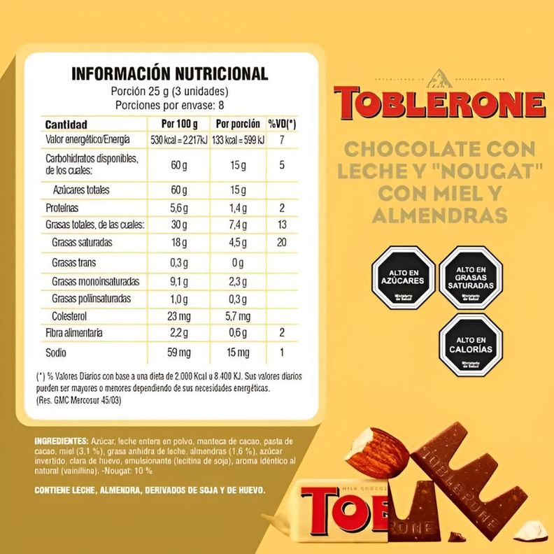 Pack 4 Bolsas Chocolate Toblerone Mini Leche 200 gr.-2