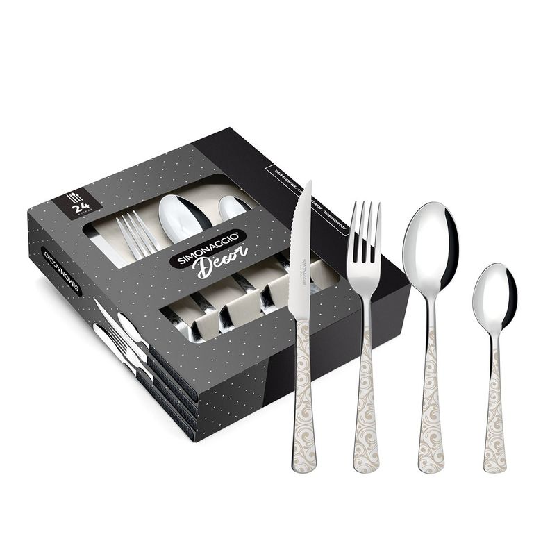 set cubiertos caja Simonaggio arabesco decor 24 piezas-0