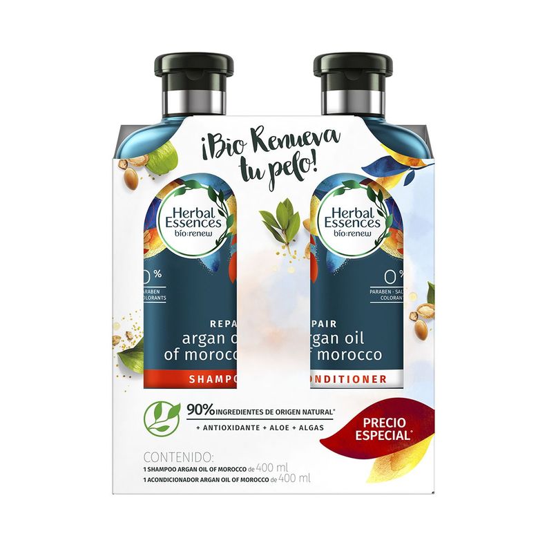 Pack Shampoo más Acondicionador Herbal Essences argan 400ml-0