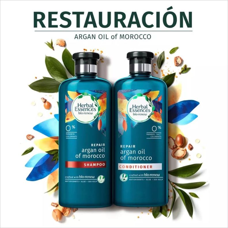 Pack Shampoo más Acondicionador Herbal Essences argan 400ml-1
