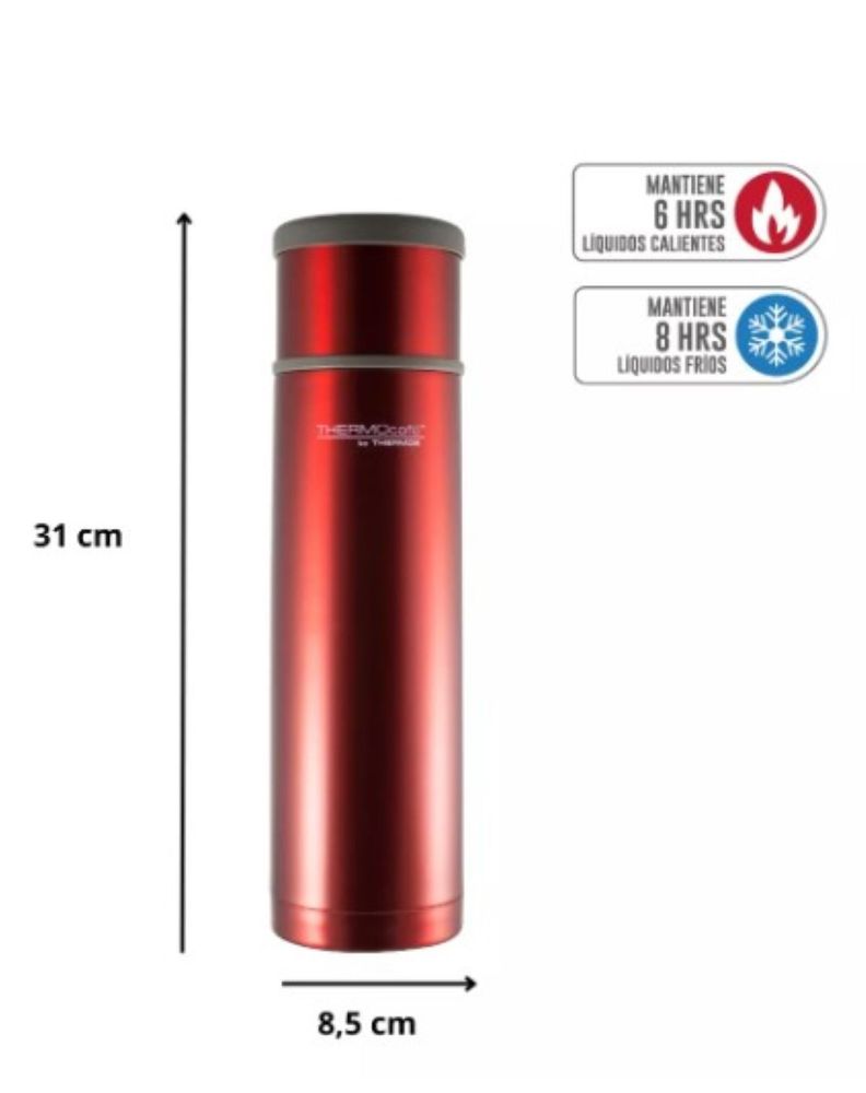 Termo Para Agua Caliente Thermos Acero Inoxidable 1lt Rojo-4