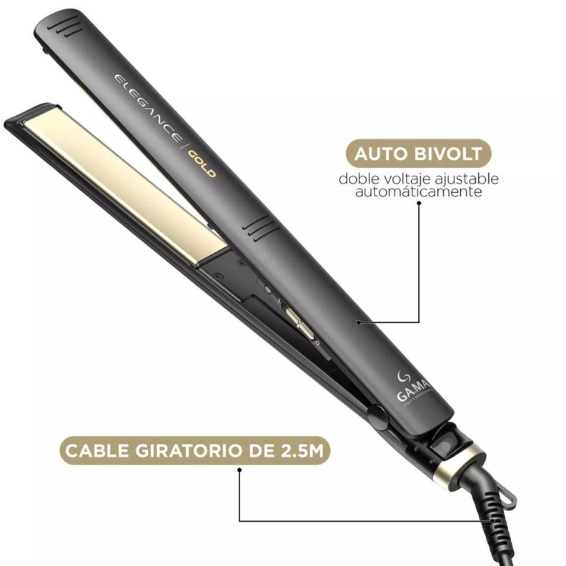 Plancha Alisadora Gama Elegance Gold Color Negro-0