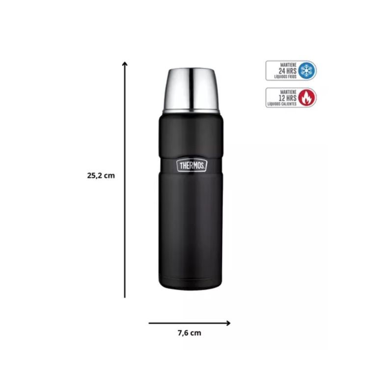 Termo Liquido Thermos King 470ml Acero inoxidable Negro-4