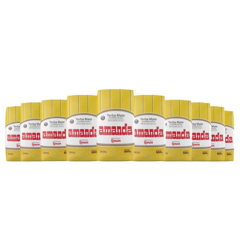 Pack 10 Yerba Mate Amanda sabor limón 500gr-0