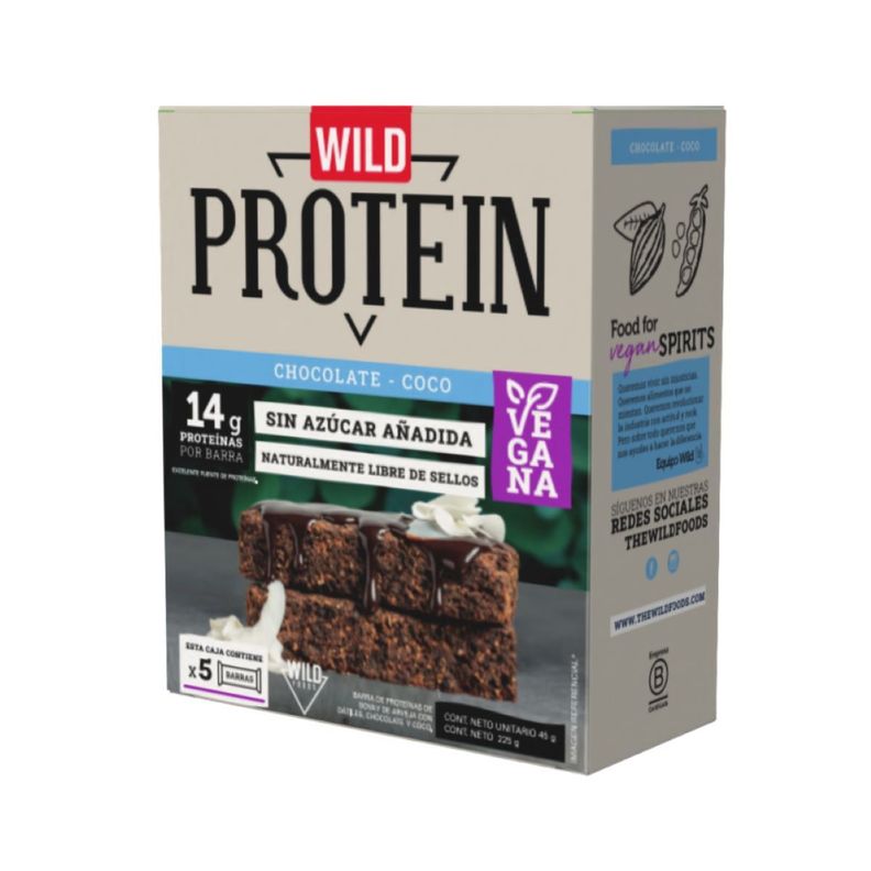 Wild Protein Vegana Chocolate Coco 5 Unidades