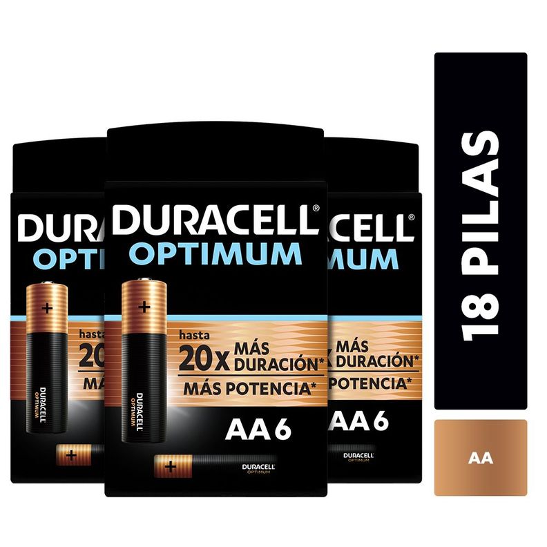 Pack 3 blíster Pila alcalina Duracell optimum AAx6-1
