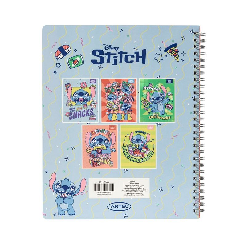 Artel Cuaderno Universitario Stitch Foodie 100 Hj 7mm x10ud-1