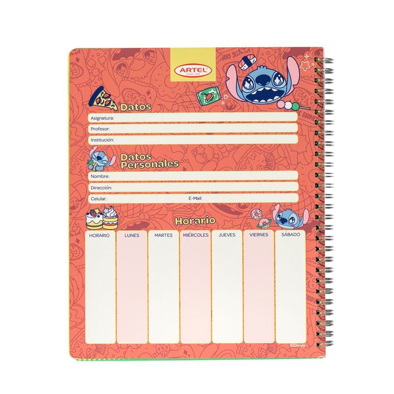 Artel Cuaderno Universitario Stitch Foodie 100 Hj 7mm x10ud-3
