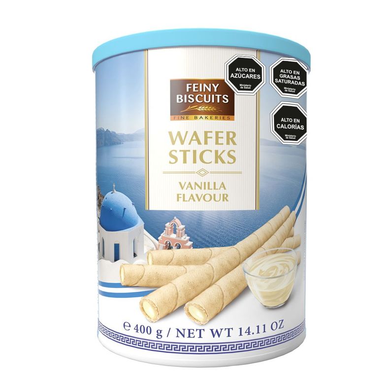 Pack 3 Latas Barquillos Wafer Sticks Crema Vainilla 400g-1