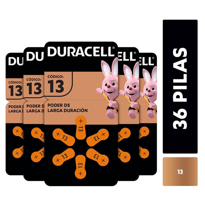 Pack 36 Pilas Duracell audífono tamaño 13-1