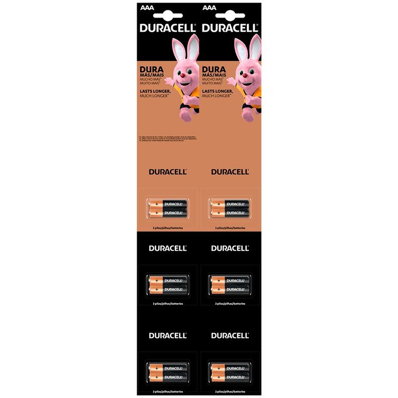 Pila Alcalina Duracell Tira AAA 2x6 (12 uds) Negro