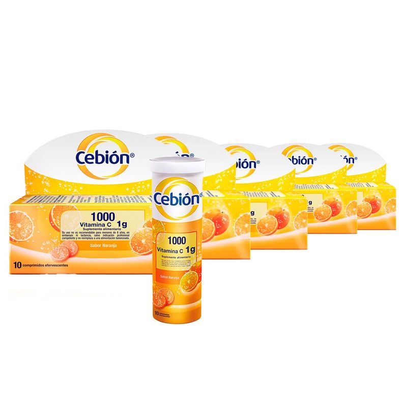 Pack Cebión Vitamina C 10 Comprimidos Efervescentes X 5ud-0