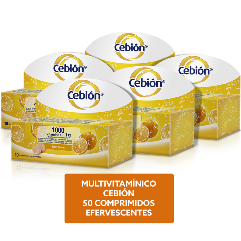 Pack Cebión Vitamina C 10 Comprimidos Efervescentes X 5ud-1