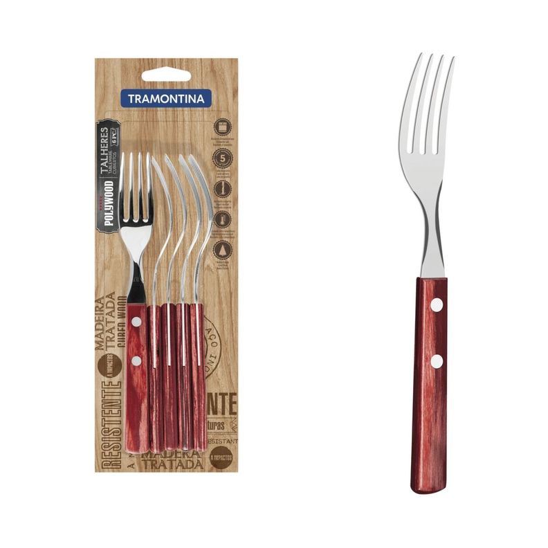 Pack Tenedor Tramontina Mango Maderax12ud+Cuchillo 5Pulgadas-1