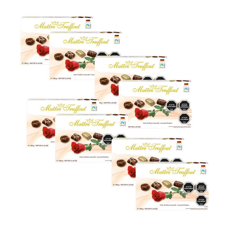 Pack 8 Estuches Pralines Maitre Truffout Surtidos Rosa 180g-0