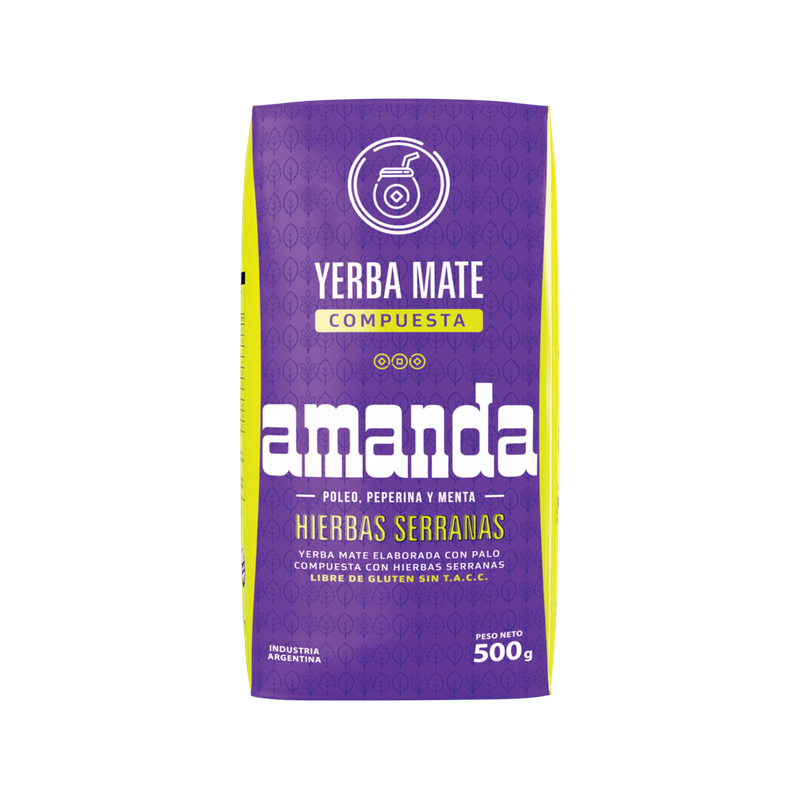 Pack 10 Yerba Mate Amanda con hierbas Serranas 500gr-1
