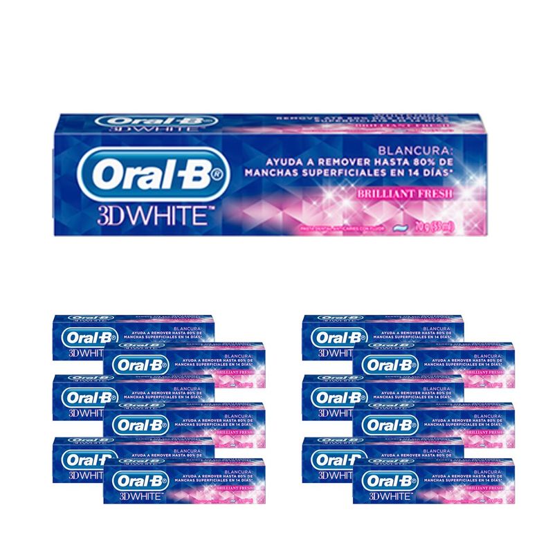 Pack 12 Pasta Dental Oral-B 3d White Brilliant Fresh 70 Grs-0