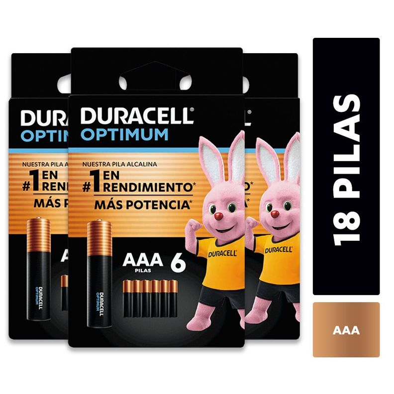 Pack 3 blíster Pila alcalina Duracell optimum AAAx6-0