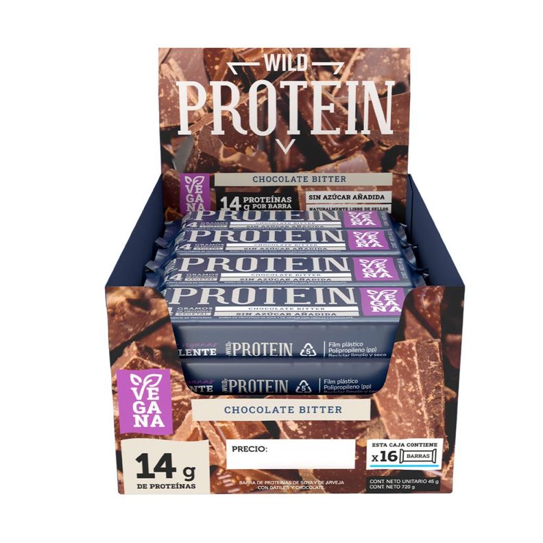 Wild Protein Vegana Chocolate Bitter 16 unidades-0