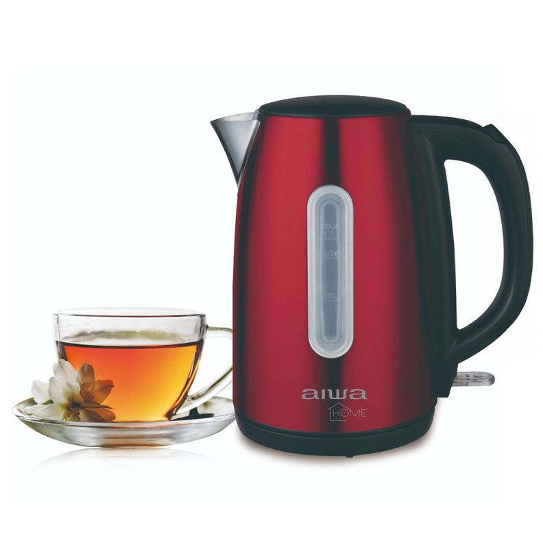 Hervidor Eléctrico Aiwa Acero Inoxidable 1.7L Rojo-1