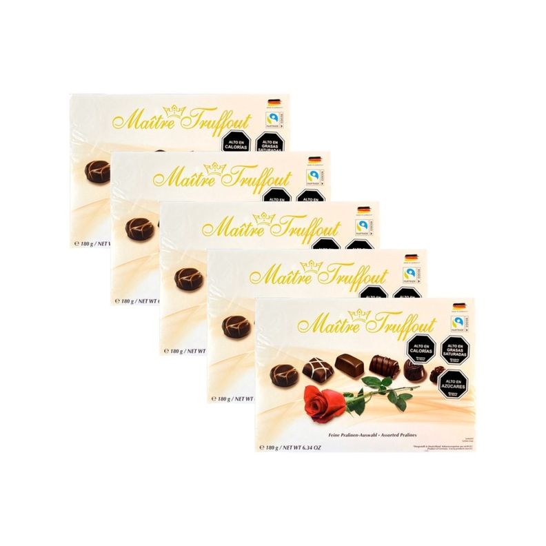Pack 5 Chocolate Bombón Pralines Surtidos rosa 180g-0