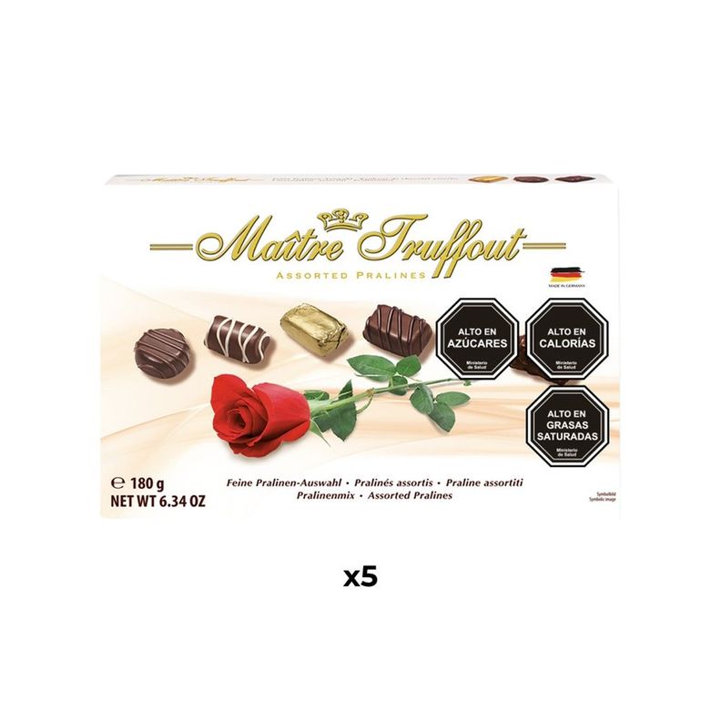 Pack 5 Chocolate Bombón Pralines Surtidos rosa 180g-1