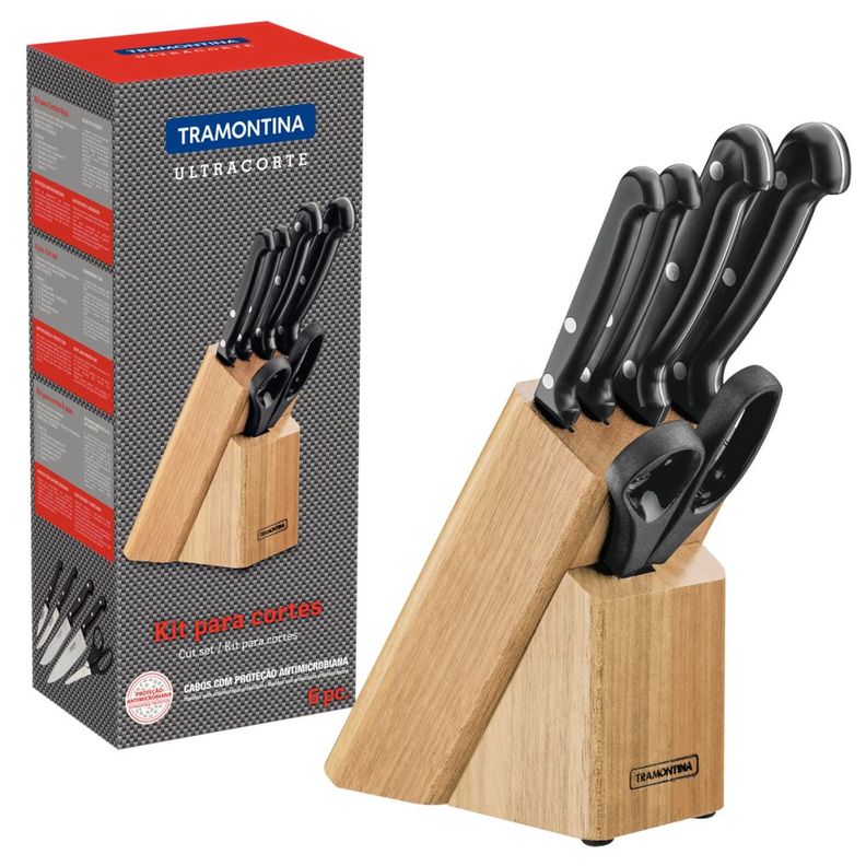 Juego De Cuchillos Tramontina Ultracorte 6 piezas Negro