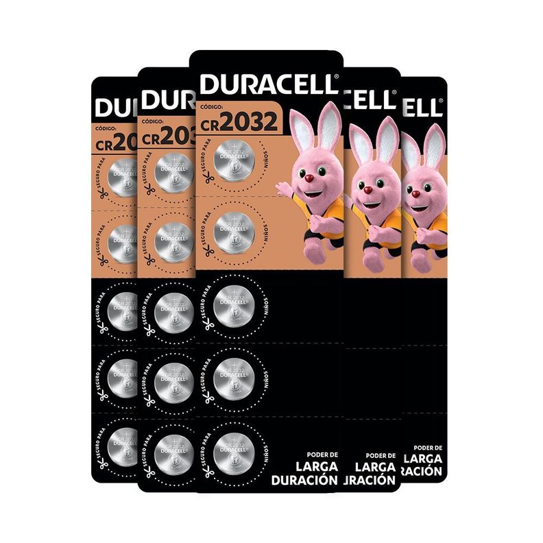 Pack 6 tiras Pila botón Duracell 2032 x5ud-0