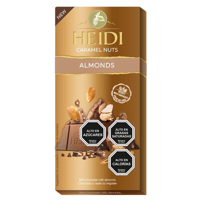 Pack 6 Tabletas De Chocolate Heidi Caramel Nuts Almonds 80g-1