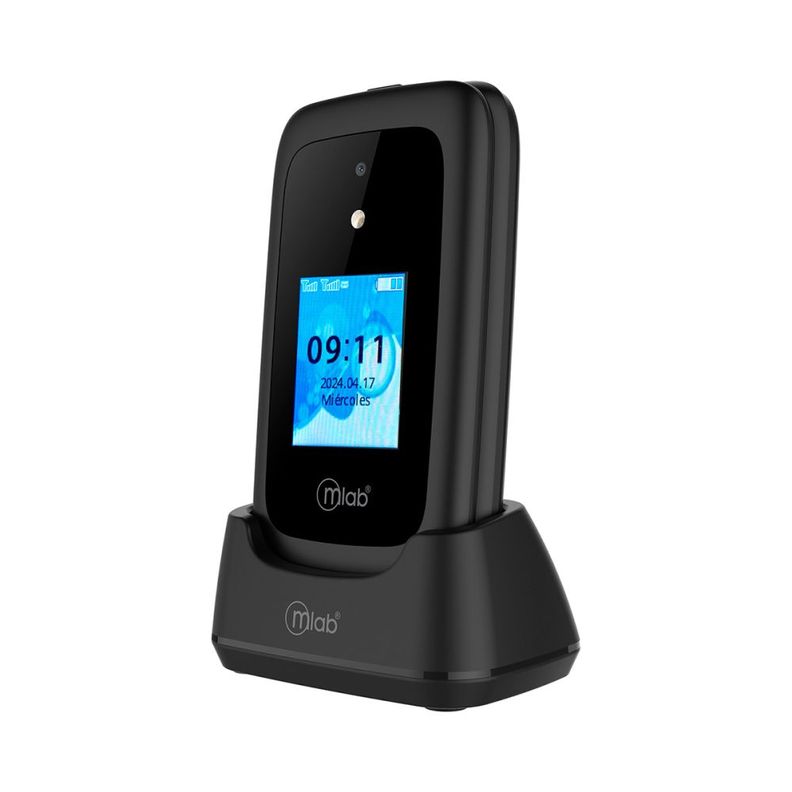 Mlab Celular Senior shell 4g sos 2.8 + base cargador negro-0