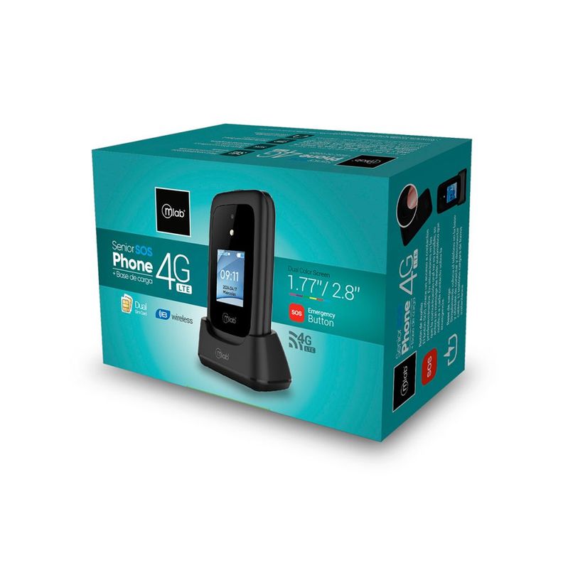 Mlab Celular Senior shell 4g sos 2.8 + base cargador negro-2